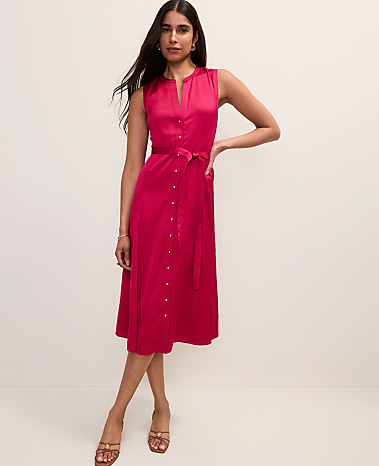Belted Flare Midi Dress