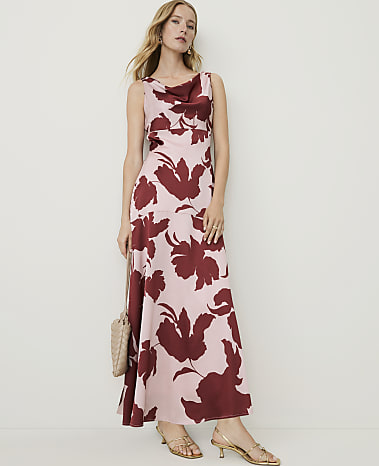 Floral Cowl Neck Maxi Dress