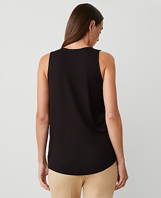 Mixed Media Tank Top - Black