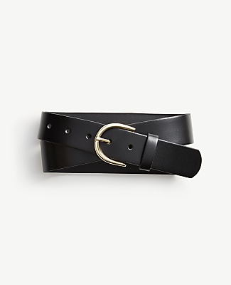 Wide Leather Trouser Belt - Black