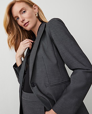 The Petite Long Single Button Blazer in Bi-Stretch