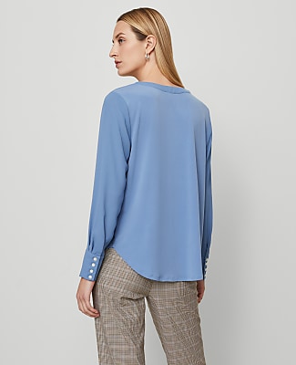 Mixed Media Pleat Front Top