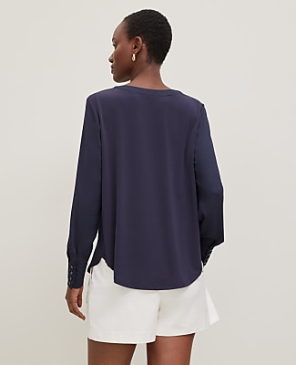 Mixed Media Pleat Front Top