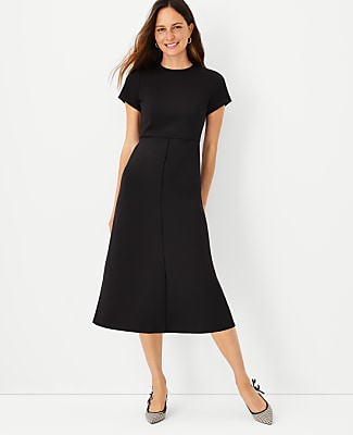 Ann Taylor The Petite Midi Flare Dress in Double Knit