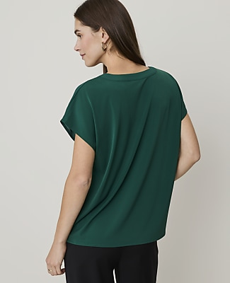 Mixed Media Pleat Front Top