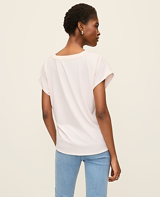 Mixed Media Pleat Front Top