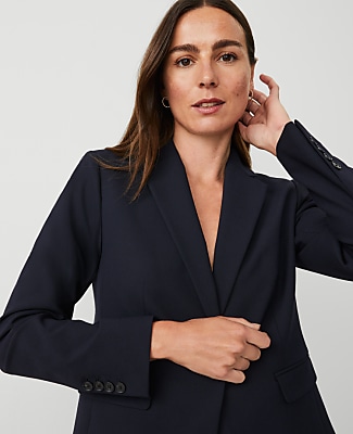 The Notched Single Button Blazer in Seasonless Stretch