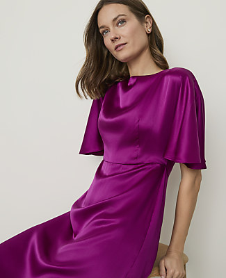 Studio Collection Boatneck Midi Dress in Silk