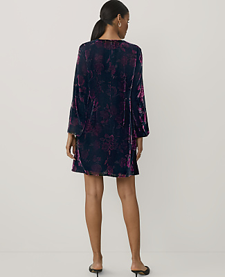 Floral Mini Shift Dress in Velvet