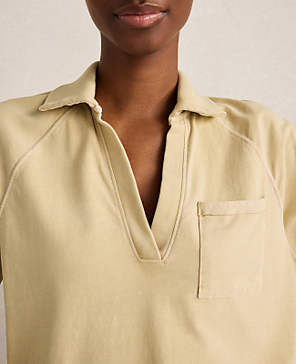 Haven Well Within Garment-Dyed Organic Cotton Jersey Johnny Collar Top