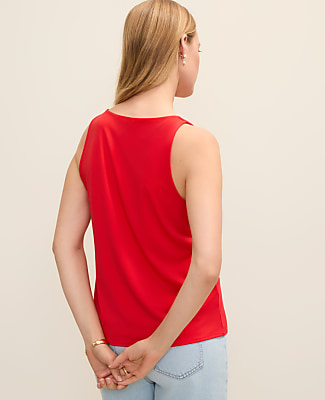 Mixed Media V-Neck Shell