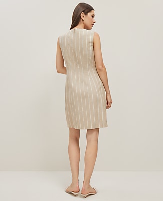 The Button Pocket Shift Dress in Pinstripe