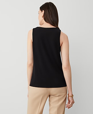 Petite Mixed Media V-Neck Shell
