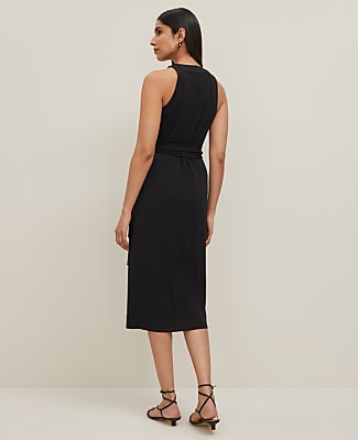 Petite Halter Wrap Midi Dress