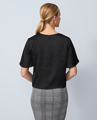 Satin Flutter Sleeve Top