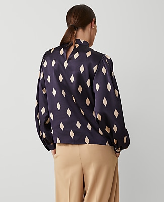 Petite Geo Mock Neck Blouse