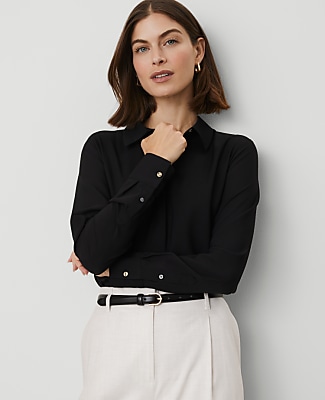 Ann Taylor Petite Satin Modern Shirt