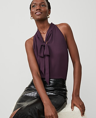 Petite Tie Neck Halter Top