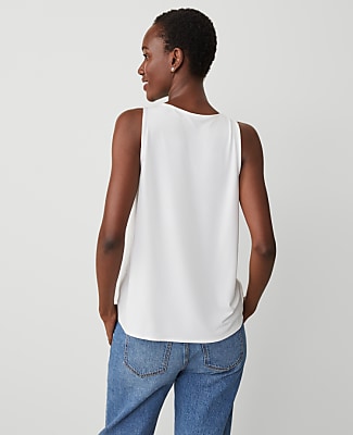 Petite Mixed Media V-Neck Shell