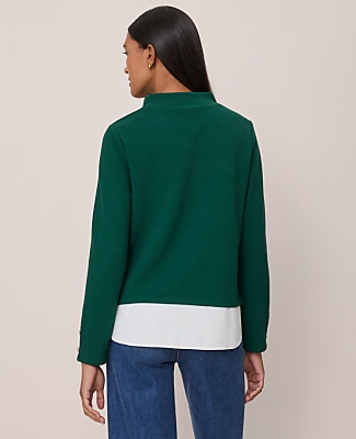 Mixed Media Mock Neck Top