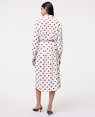 Petite Dotted Satin Midi Shirtdress