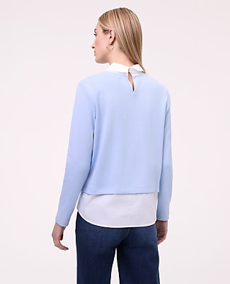 Petite Weekend Layered Mix Media Top