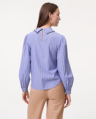 Weekend Striped Scalloped Blouse