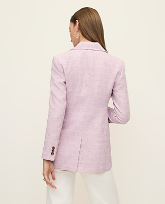 The Long Single Button Blazer in Tweed