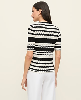 Striped Pointelle Sweater Tee