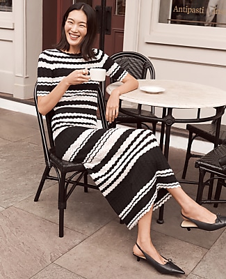 Striped Pointelle Sweater Tee