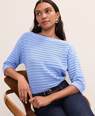 Pointelle Boatneck Sweater