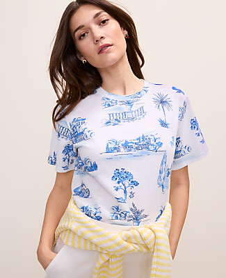 Ann Taylor Weekend Toile Relaxed Tee