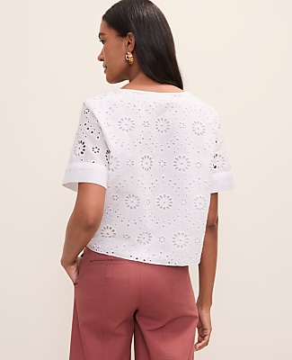 Weekend Eyelet Scoop Neck Blouse