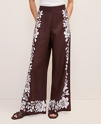 The Easy Wide-Leg Pant in Floral Linen Blend