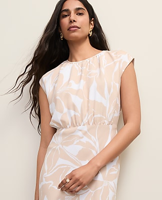 Floral Gathered Midi Dress