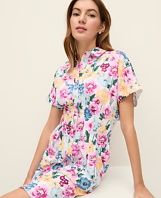 Weekend Floral Linen Blend Shirtdress