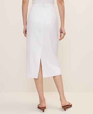 The Petite Column Midi Skirt in Linen Blend
