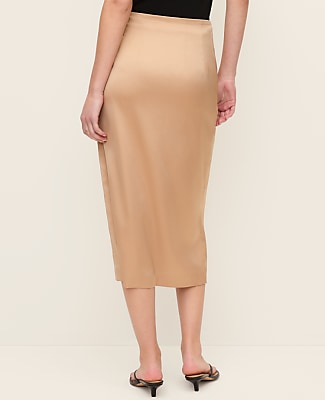 Petite Satin Wrap Midi Skirt