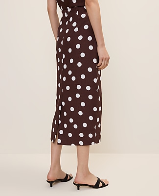 Petite Polka Dot Midi Pencil Skirt in Linen Blend