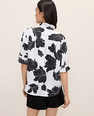 Floral Ruffle Collar Shirt