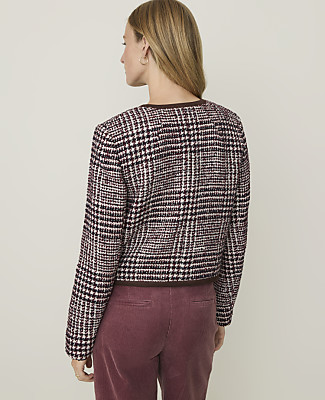 Petite Weekend Glen Check Crew Neck Jacket