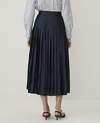Pleated Midi Skirt in Satin