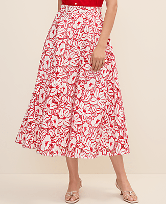 Eyelet Full Midi Skirt
