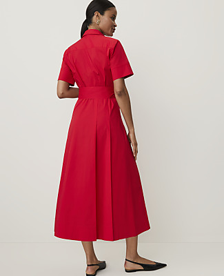 Collared Flare Midi Shirtdress