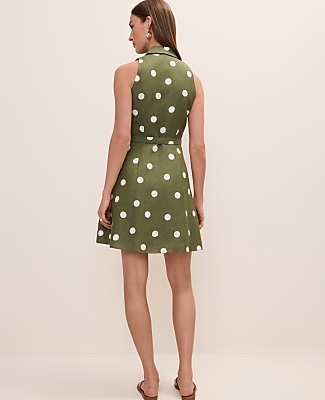 Polka Dot Halter Mini Dress in Linen Blend