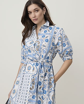 Petite Weekend Paisley Collared Shirtdress