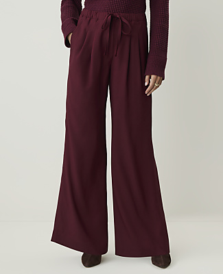 The Petite Drawstring Wide-Leg Pant in Satin