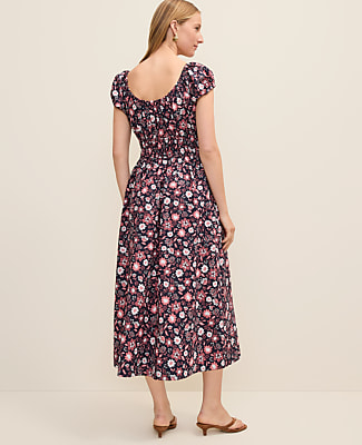 Floral Smocked Midi Dress