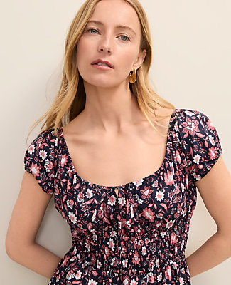 Floral Smocked Midi Dress