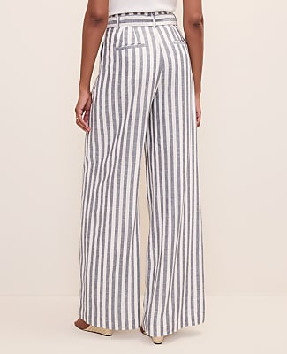 The Striped Paperbag Waist Pant in Linen Blend